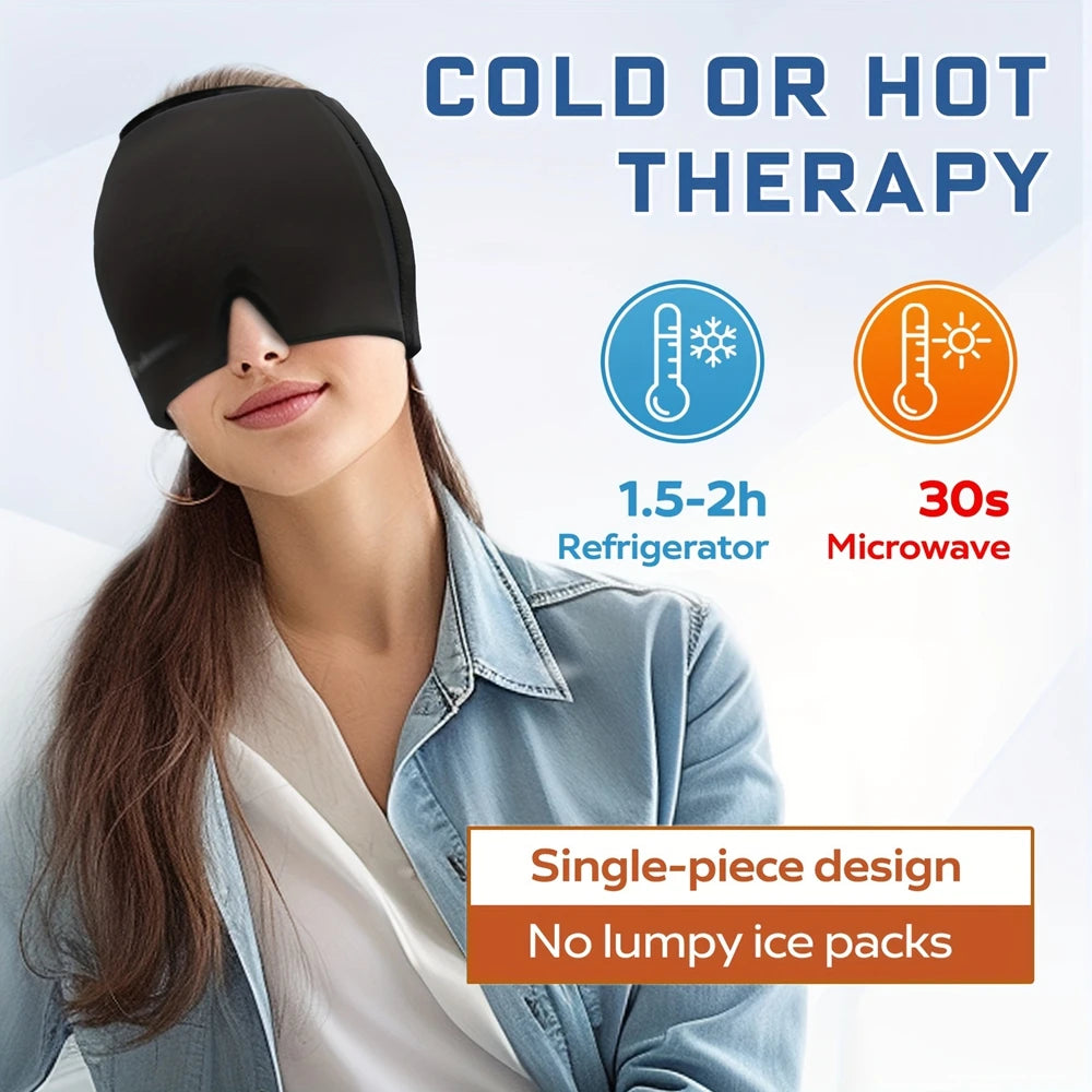 Migraine Headache Relief Cap Gel Ice Head Wrap Hot and Cold Therapy Headache Eyes Mask Sinus Puffy Eyes Tension Stress Relief