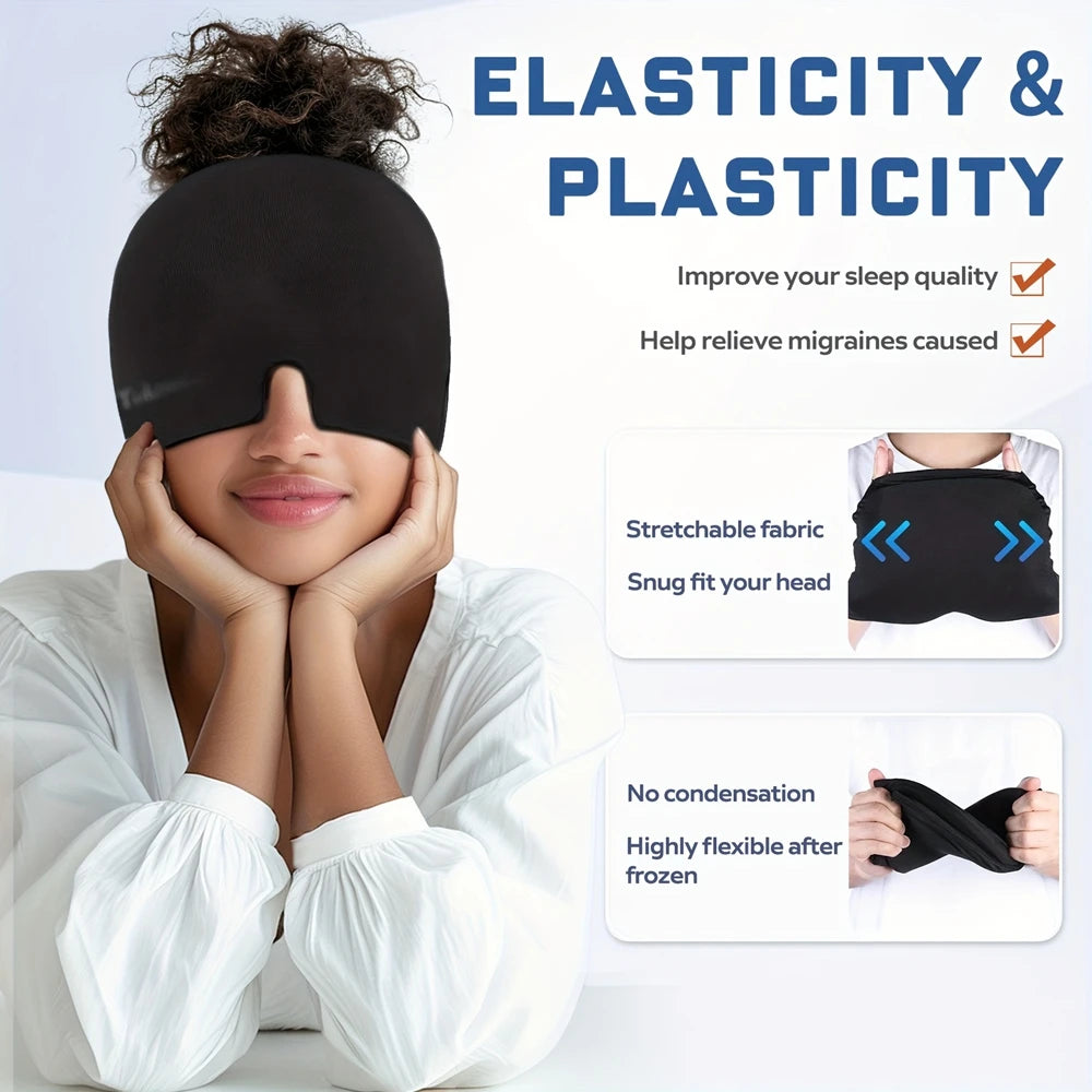 Migraine Headache Relief Cap Gel Ice Head Wrap Hot and Cold Therapy Headache Eyes Mask Sinus Puffy Eyes Tension Stress Relief